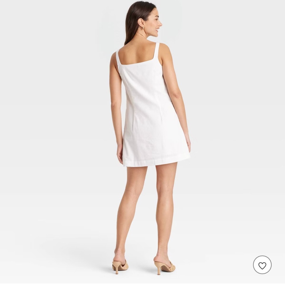 a new day Linen/Cotton White Shift Tank Mini Dress 100% Cotton Lined XL SOOL - Picture 2 of 9